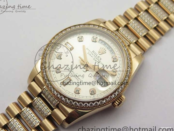 Bracelet Day-Date Dial Silver on Crystal RG A2836 Best Edition 128235 Marker Crystal BP President 36mm RG 0511